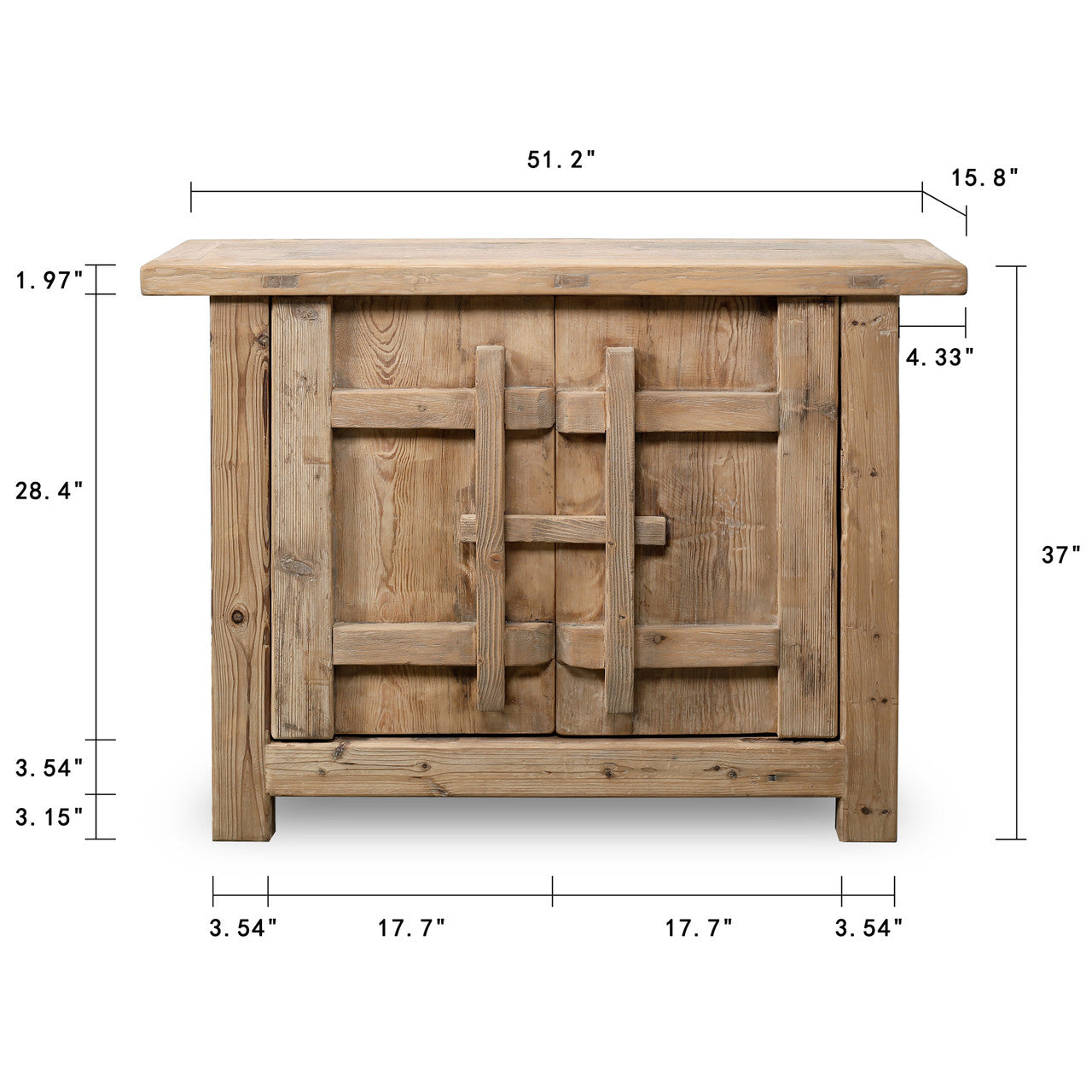 Palm Desert Reclaimed Natural Wood Two-Door Console - Luxe B Co