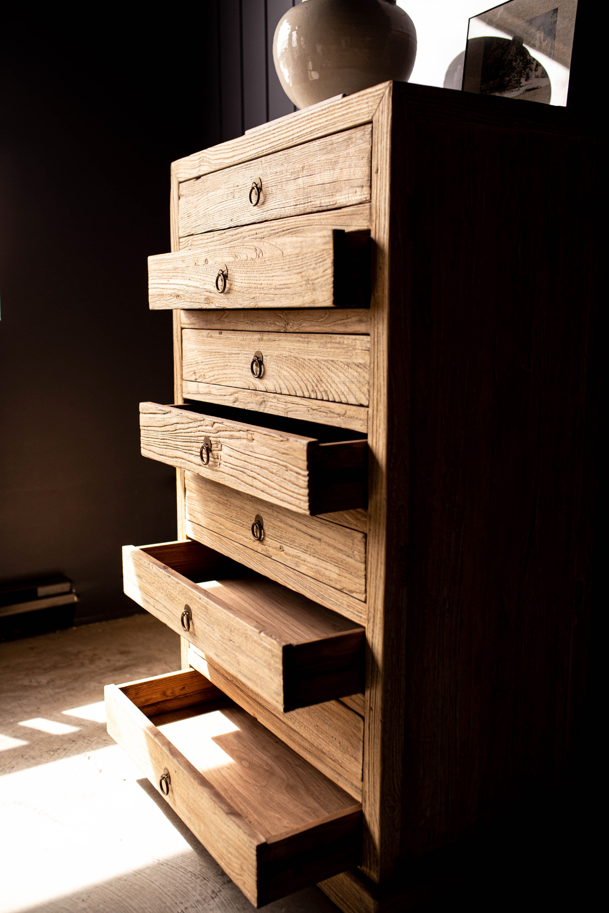 Covina Cabinet Console Elm Wood Table | By Luxe B Co. 