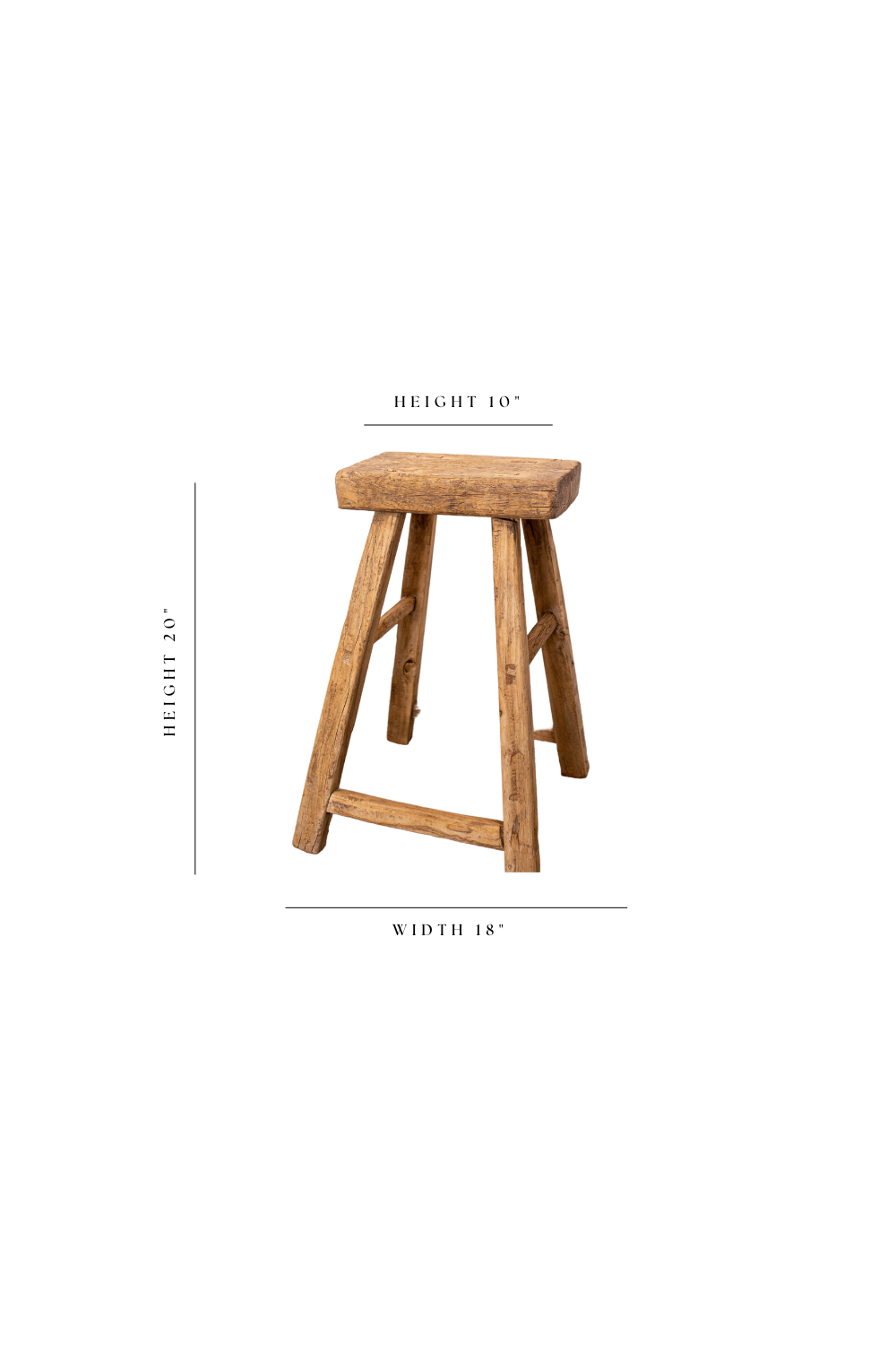 Vintage Square Elm Wood Stool - Luxe B Co