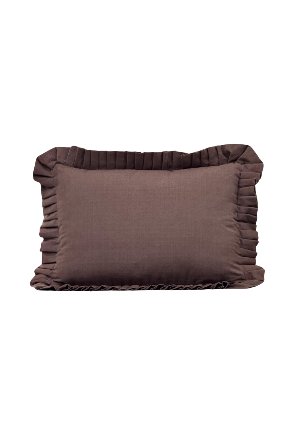 Ruffle Lumbar Pillow Cover Brown | By Luxe B Co.