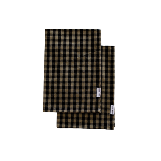 Olive Green Gingham Kitchen Dish Towel - Luxe B Co