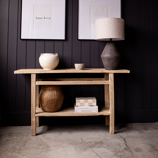 Alameda Elm Wood Console Table Grand | By Luxe B Co. 