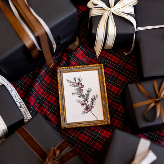 Antique Gold Leaf Crowned Red-Berry Mistletoe Art