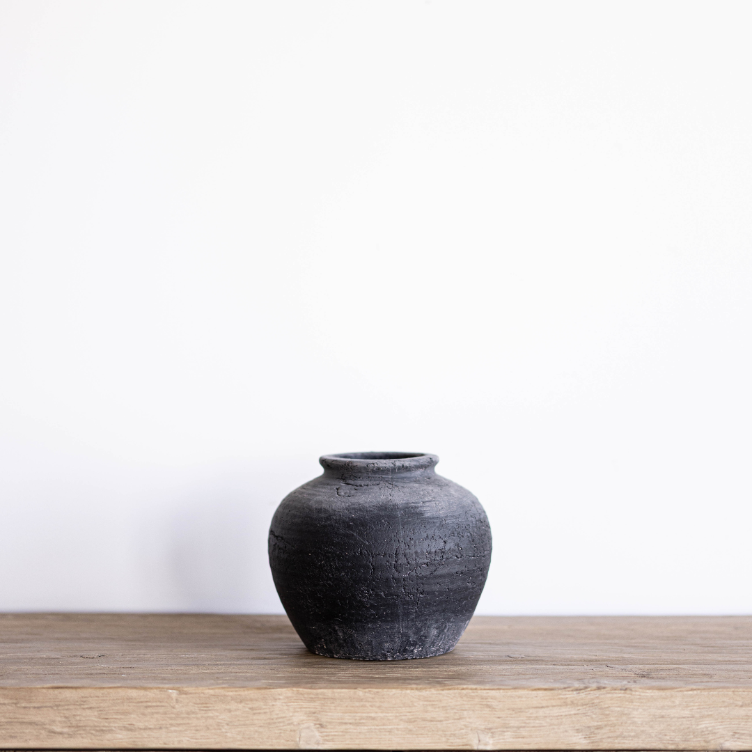 Antique Inspired Charcoal Round Vase By Luxe B Co. 