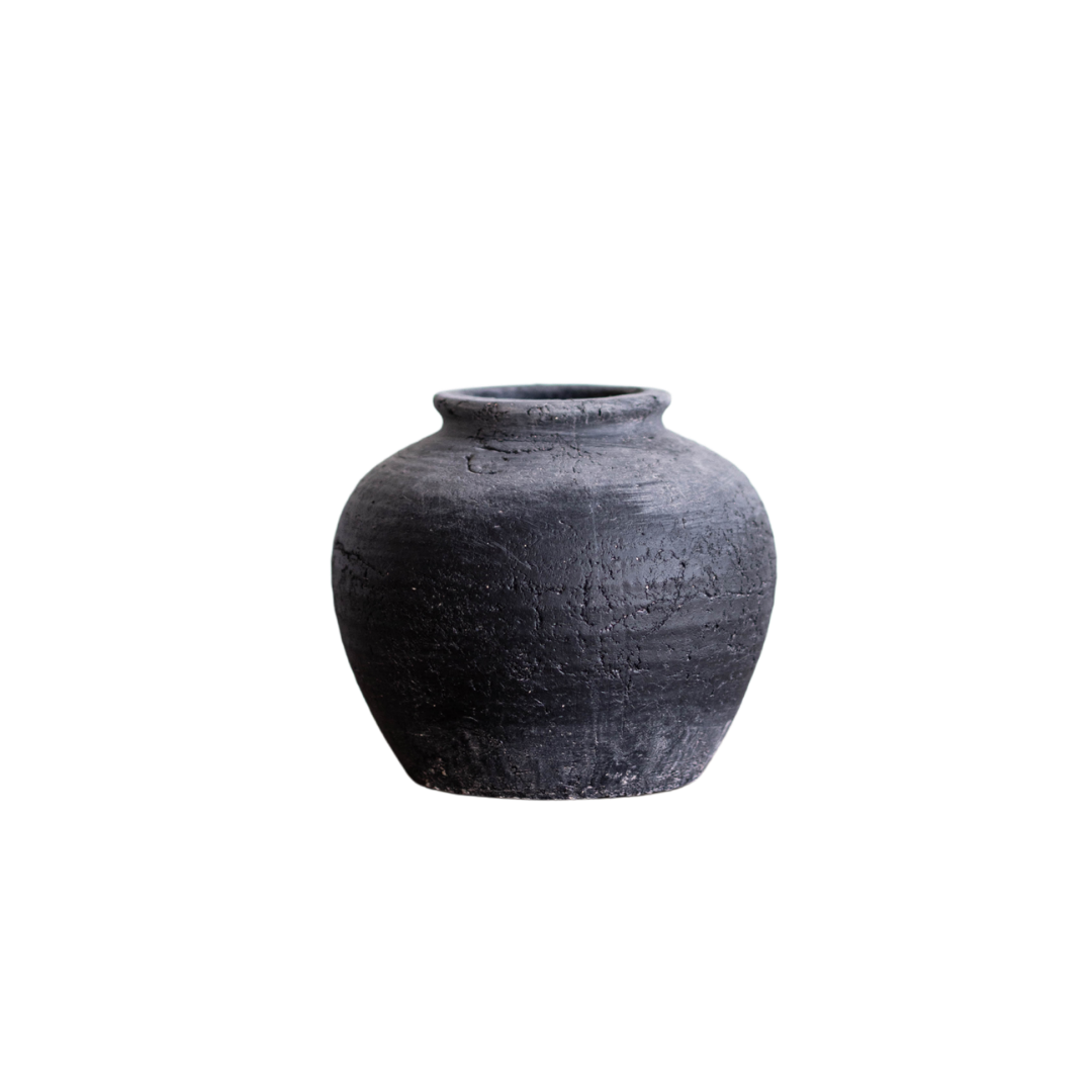 Antique Inspired Charcoal Round Vase By Luxe B Co. 