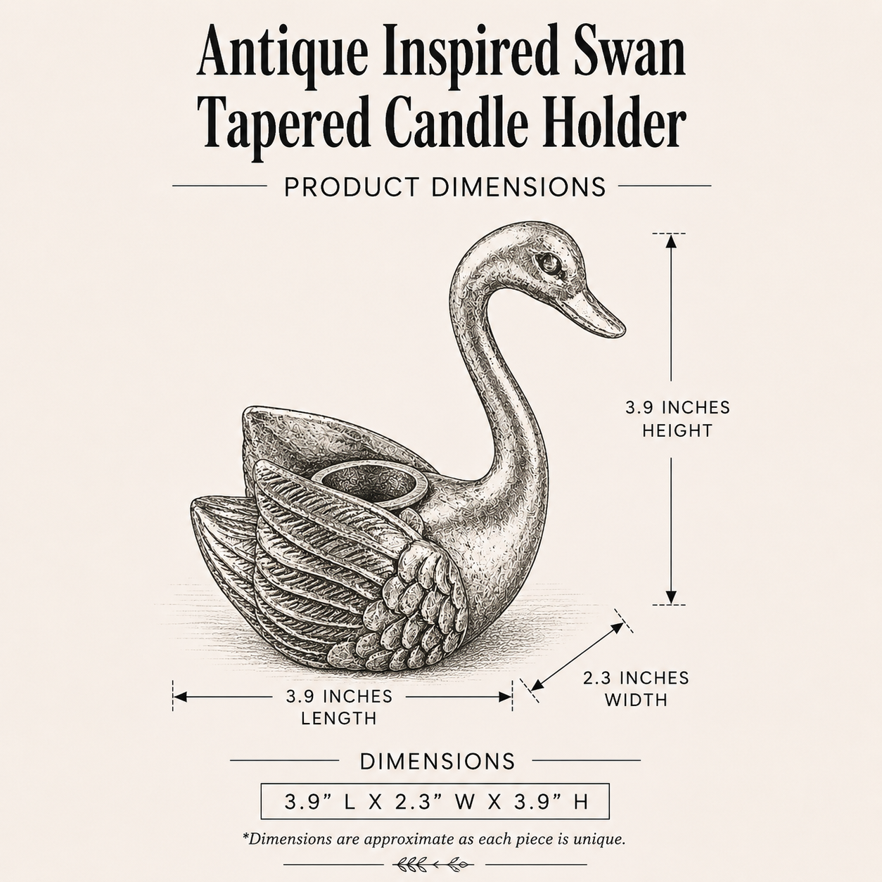 Antique Inspired Swan Tapered Candle Holder By Luxe B Co. 