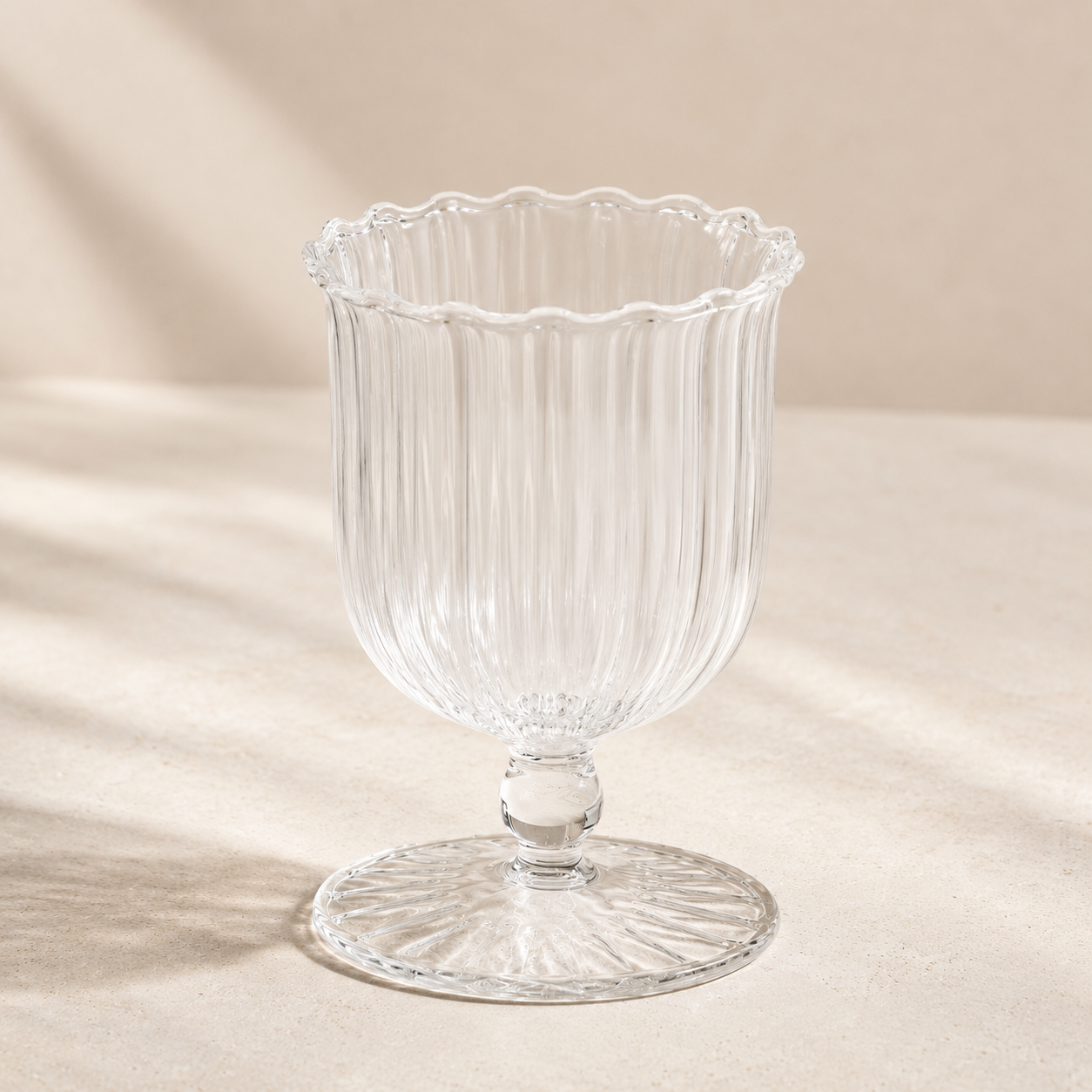 April Fluted Glass Vase by Accent Decor, clear glass with a fluted design, ideal for displaying flowers or decorative arrangements.
