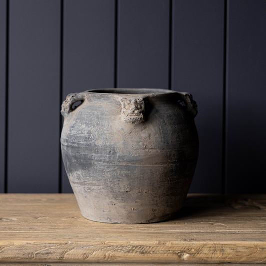 Atelier Vintage Found Black Grey Pot with Handles | By Luxe B Co.