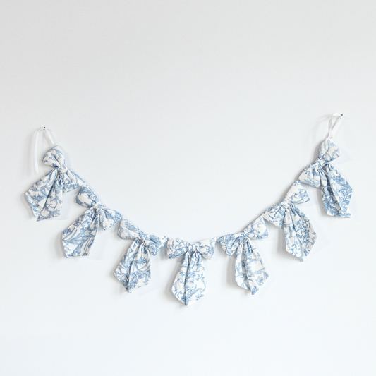Baby Blue Toile Bow Garland | By Luxe B Co.