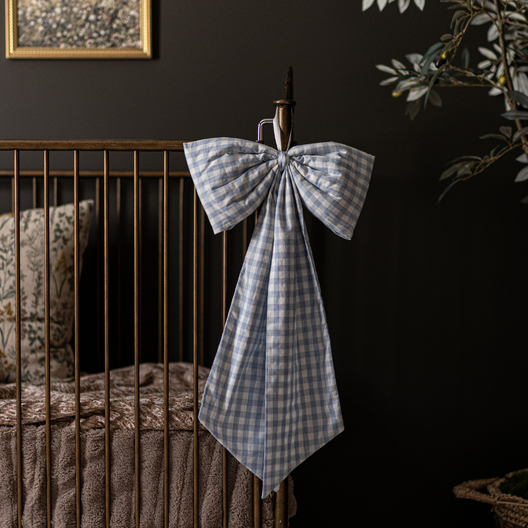 Baby Blue Gingham Fabric Bows | By Luxe B Co.