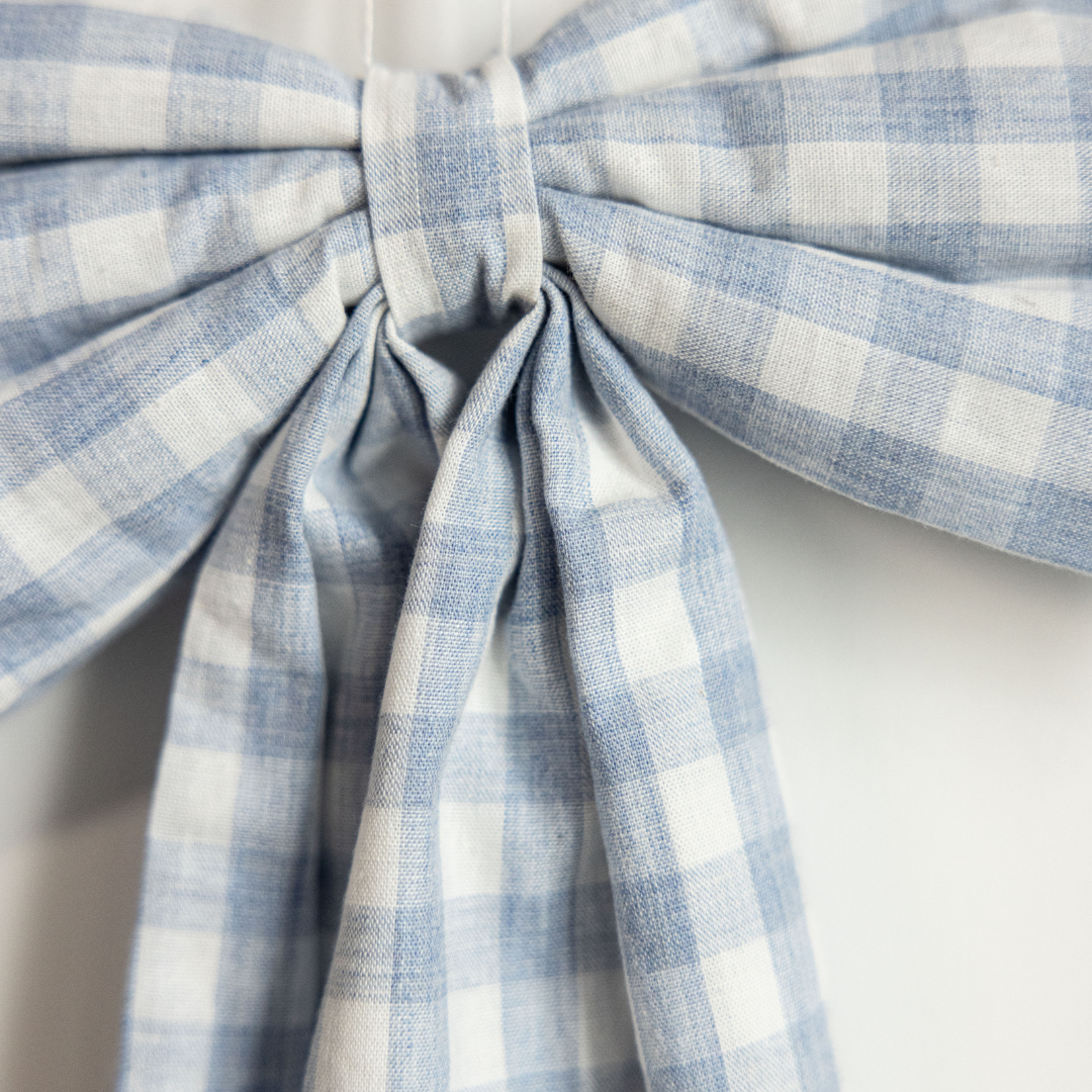 Baby Blue Gingham Fabric Bows - Luxe B Co
