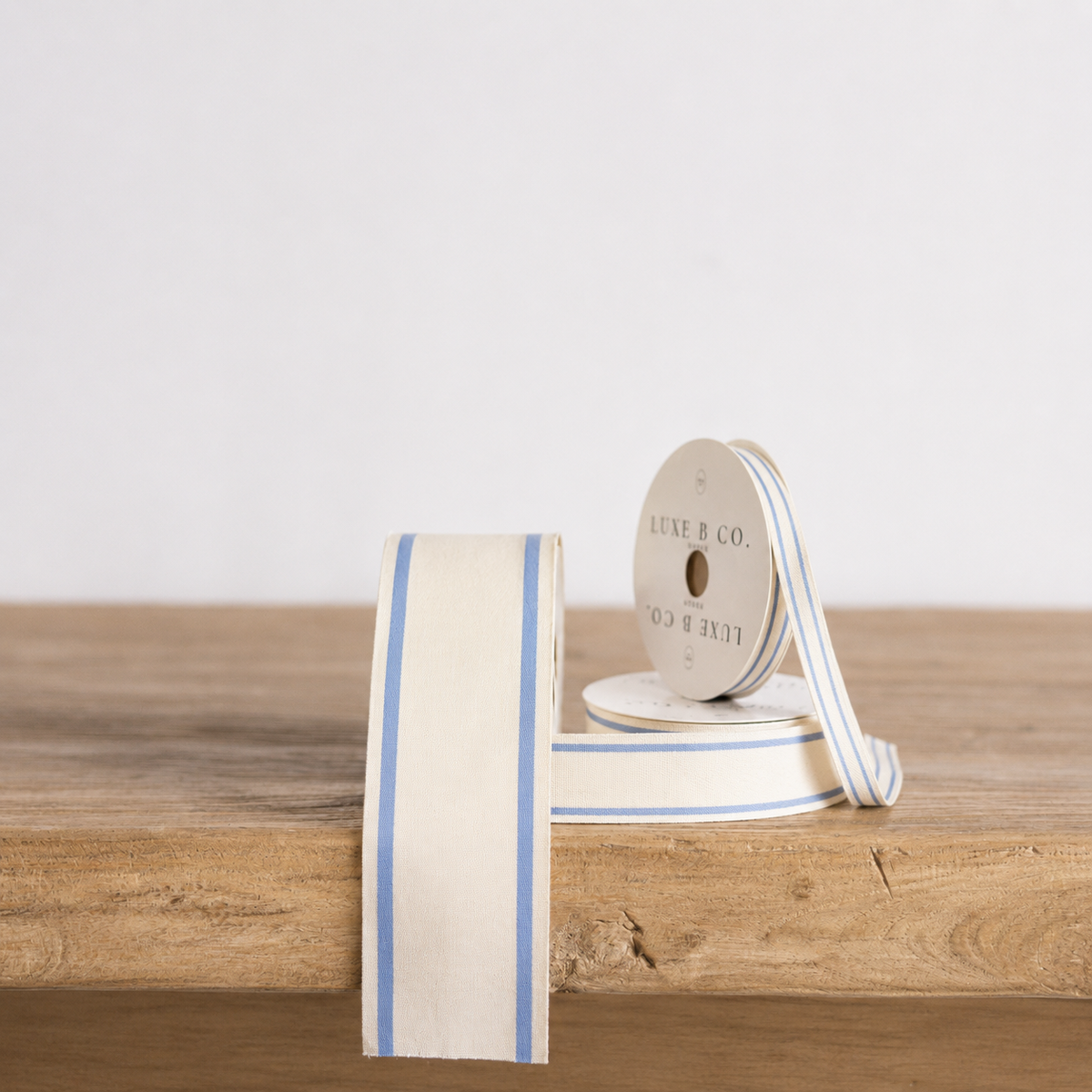 Baby Blue Stripe Woven Ribbon By Luxe B Co. 
