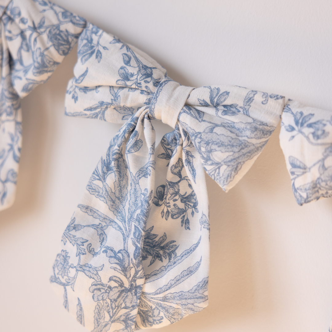 Baby Blue Toile Bow Garland | By Luxe B Co.