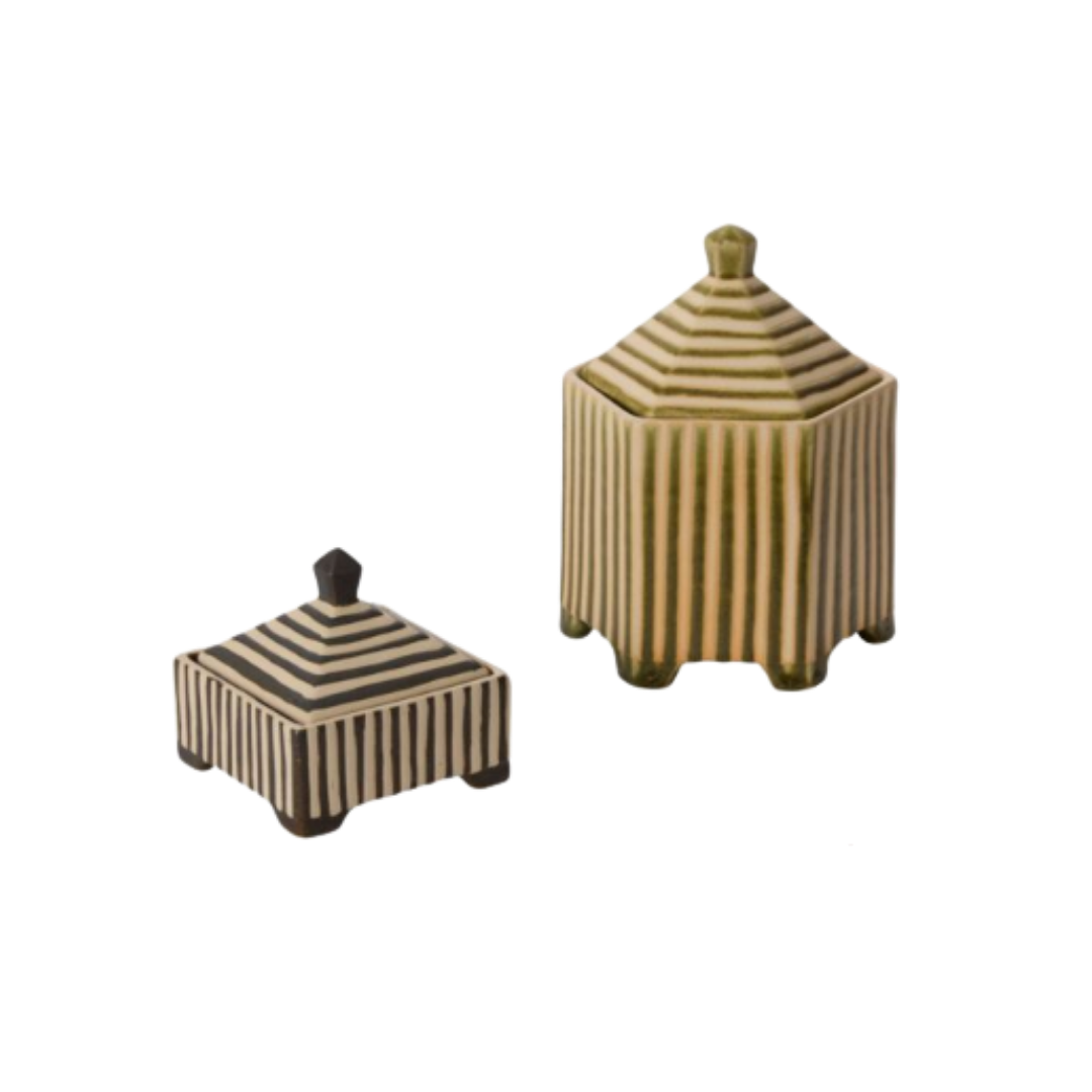 Striped Decorative Ceramic Box | By Luxe B Co. 