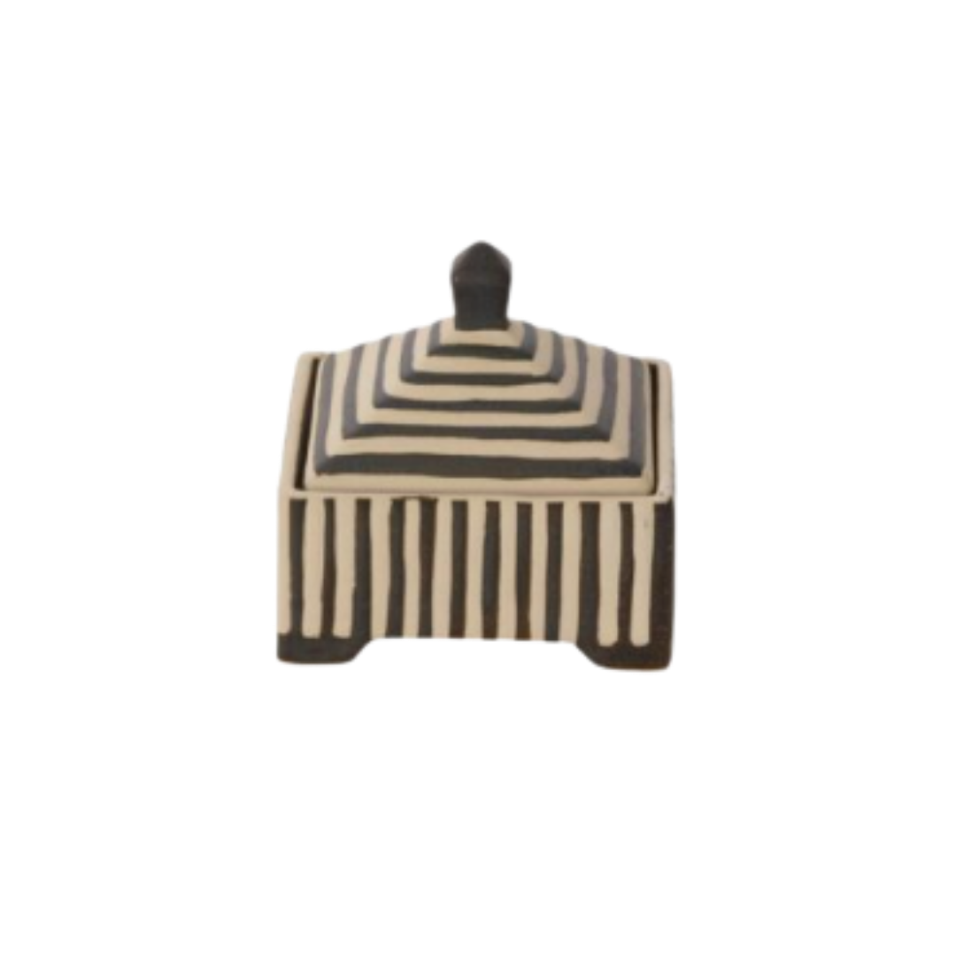 Striped Decorative Ceramic Box | By Luxe B Co. 
