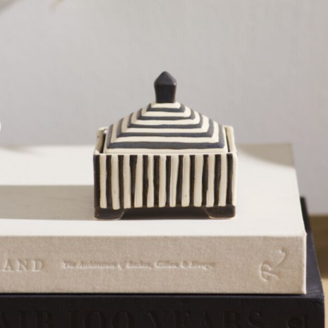 Striped Decorative Ceramic Box | By Luxe B Co. 