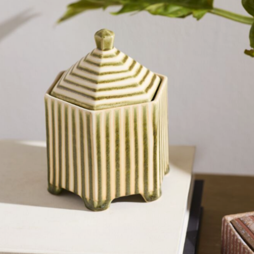 Striped Decorative Ceramic Box | By Luxe B Co. 