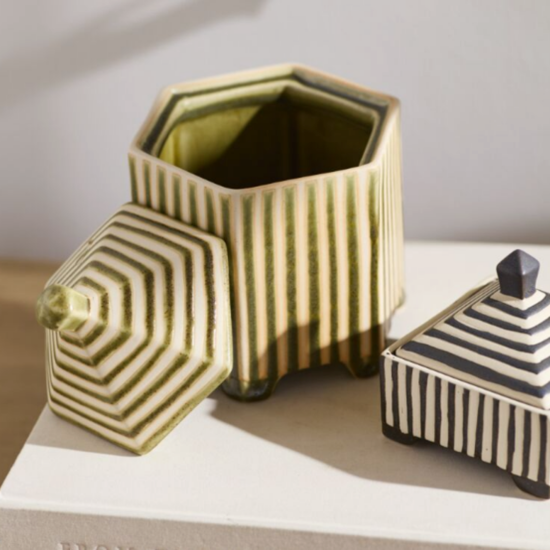 Striped Decorative Ceramic Box | By Luxe B Co. 