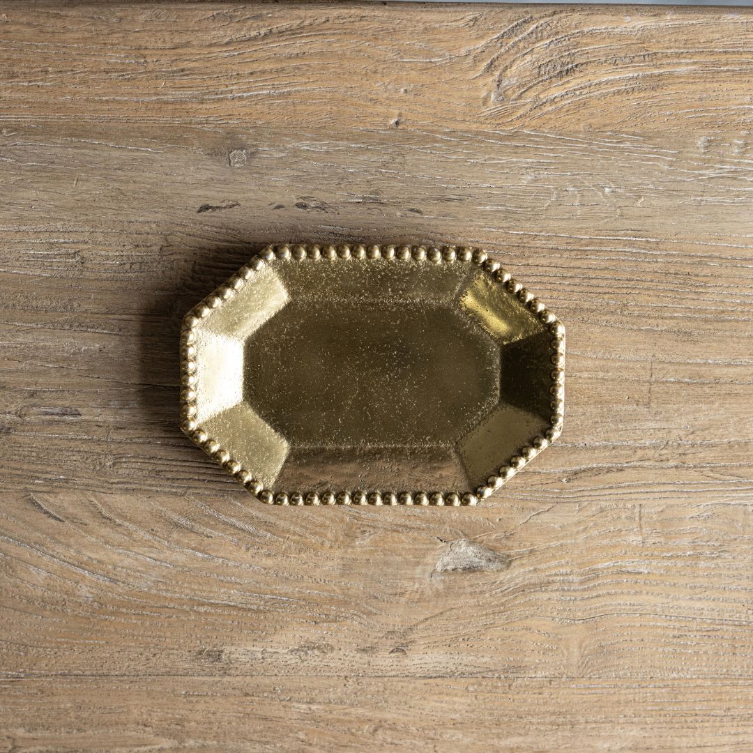 Beaded Gold Aluminum Tray | Luxe B Co.