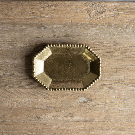 Beaded Gold Aluminum Tray | Luxe B Co.