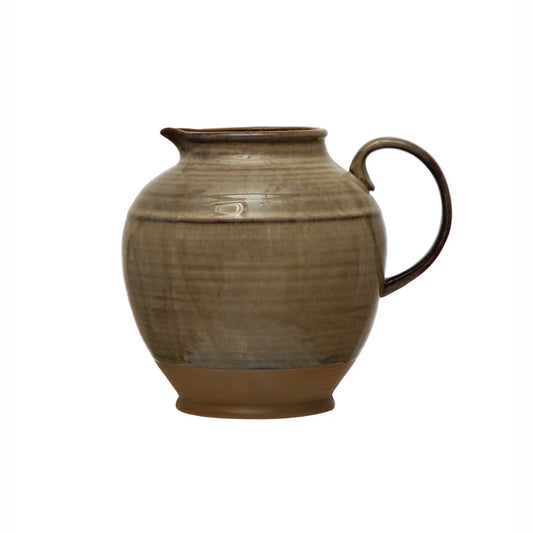 Beige Glazed Stoneware Pitcher | By Luxe B Co.