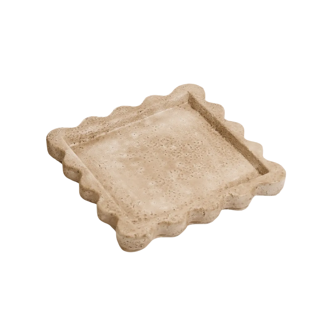 Beige Cement Scalloped Tray | By Luxe B Co. 