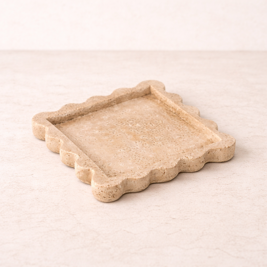 Beige Cement Scalloped Tray | By Luxe B Co.