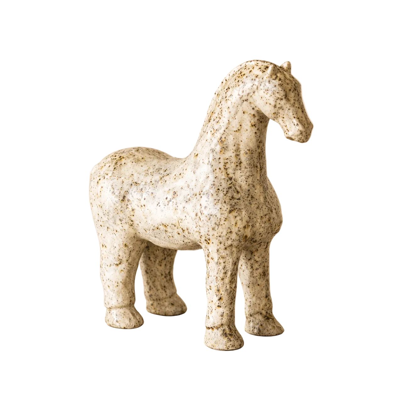 Beige Ceramic Horse Statue By Luxe B Co. 