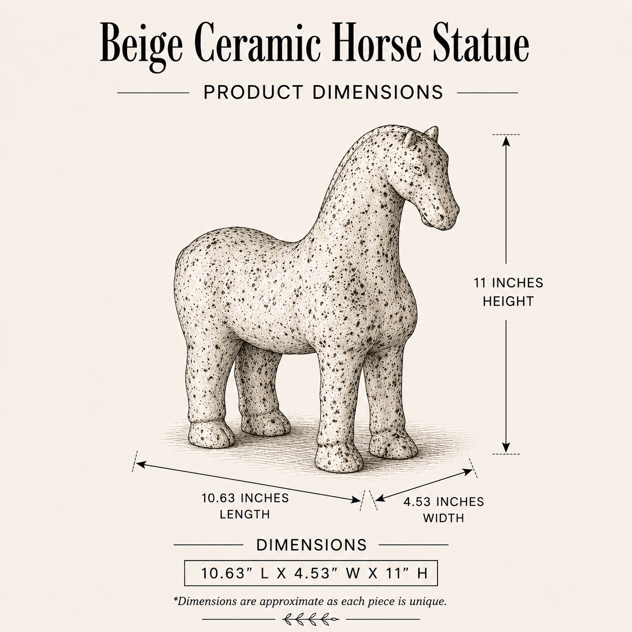 Beige Ceramic Horse Statue By Luxe B Co. 