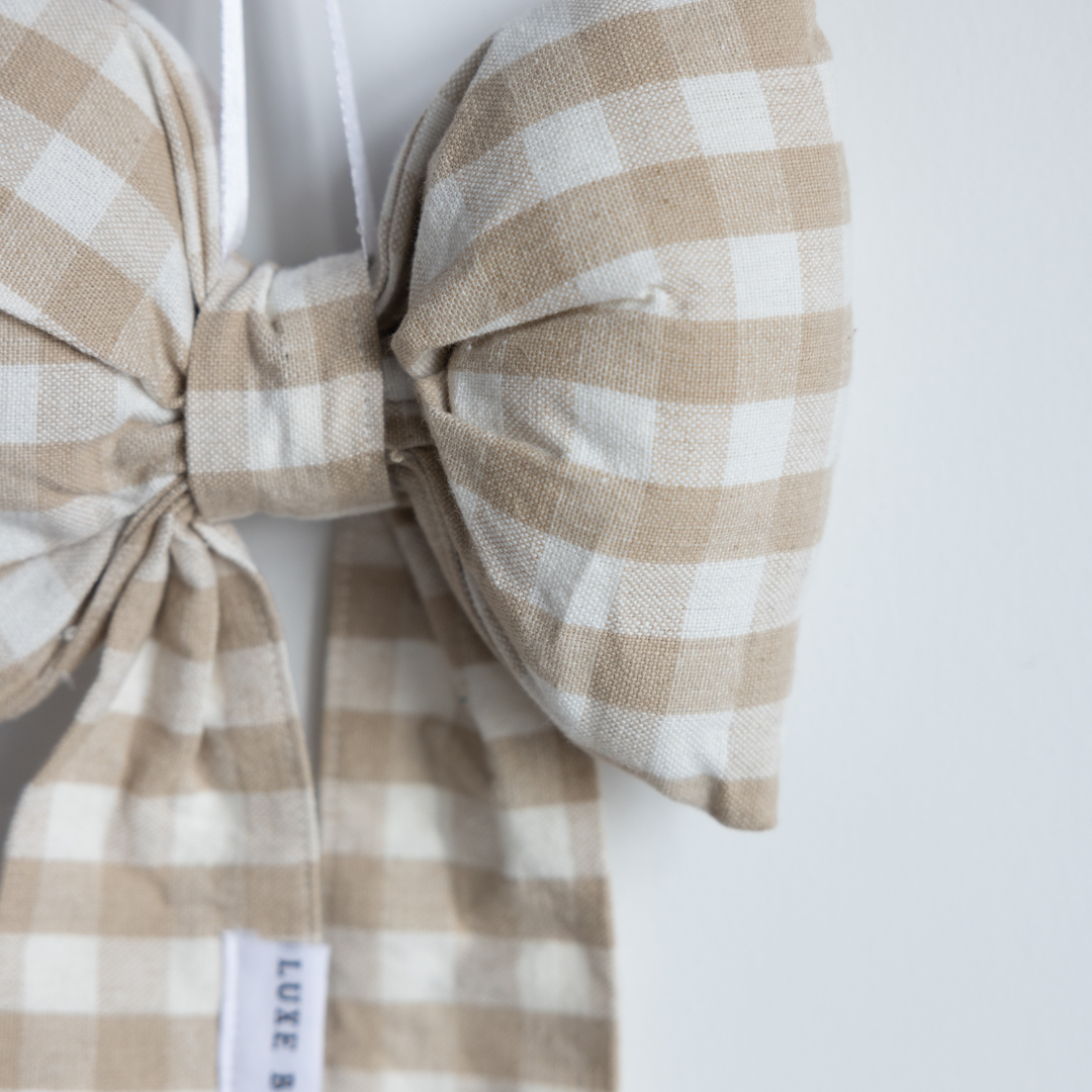 Beige Gingham Bows | By Luxe B Co.