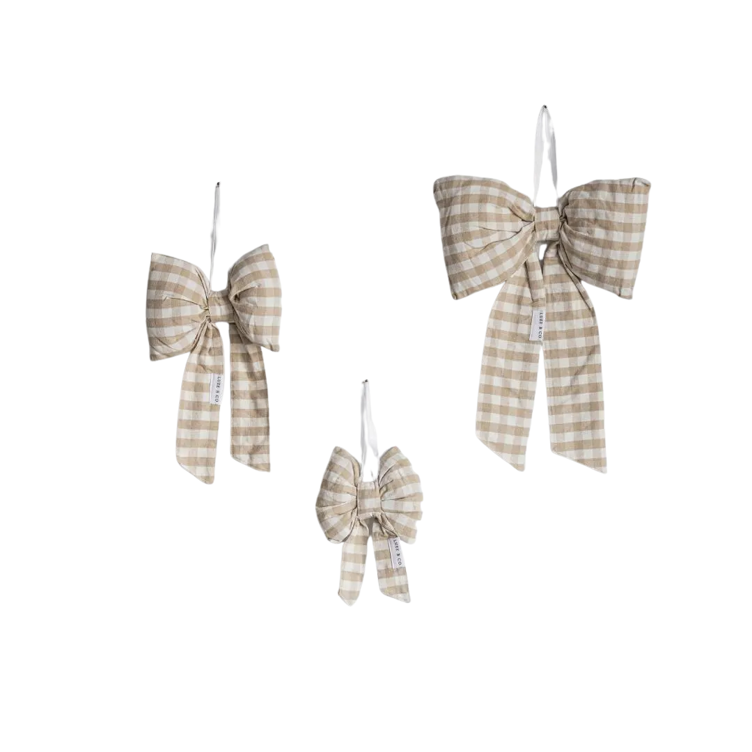 Beige Gingham Bows | By Luxe B Co.