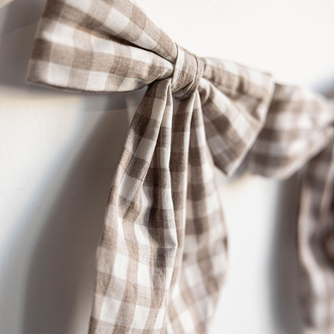 Beige Gingham Fabric Bows Garland | By Luxe B Co.