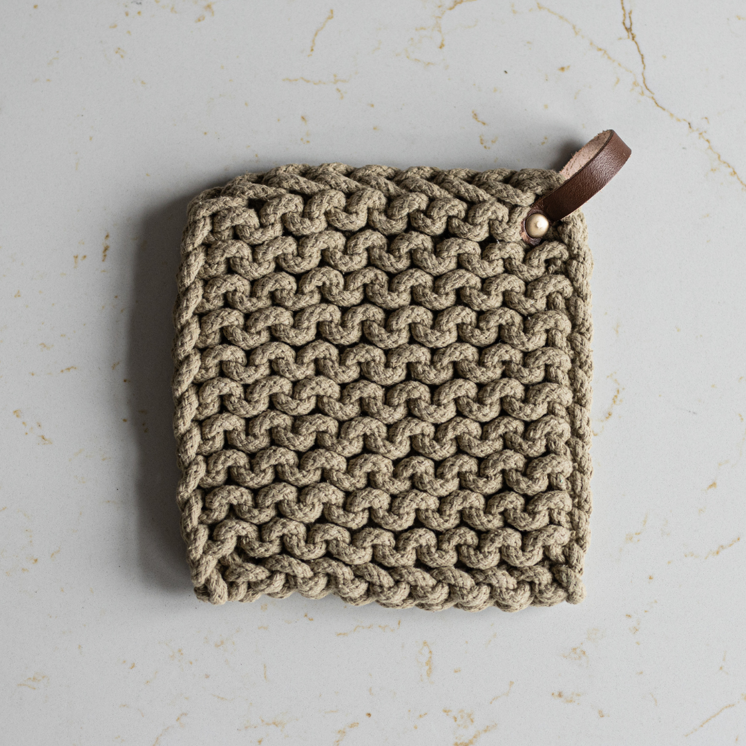 Beige Knitted Pot Holder | By Luxe B Co.