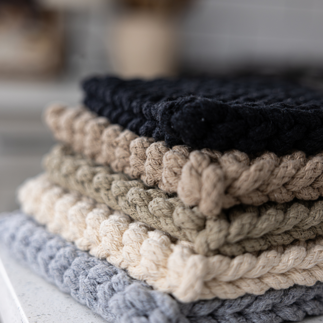 Beige Knitted Pot Holder By Luxe B Co. 