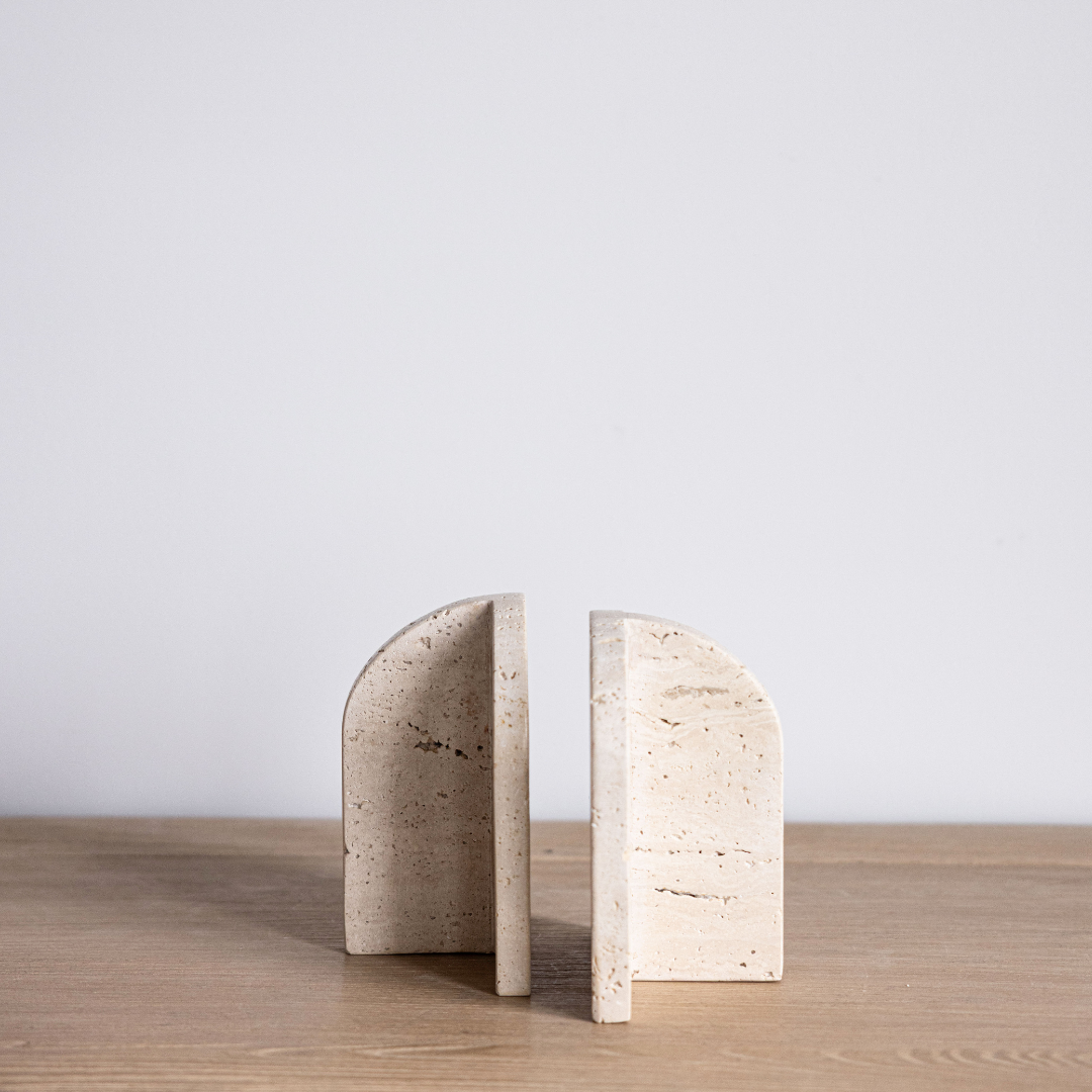 Beige Travertine Bookend Set By Luxe B Co. 