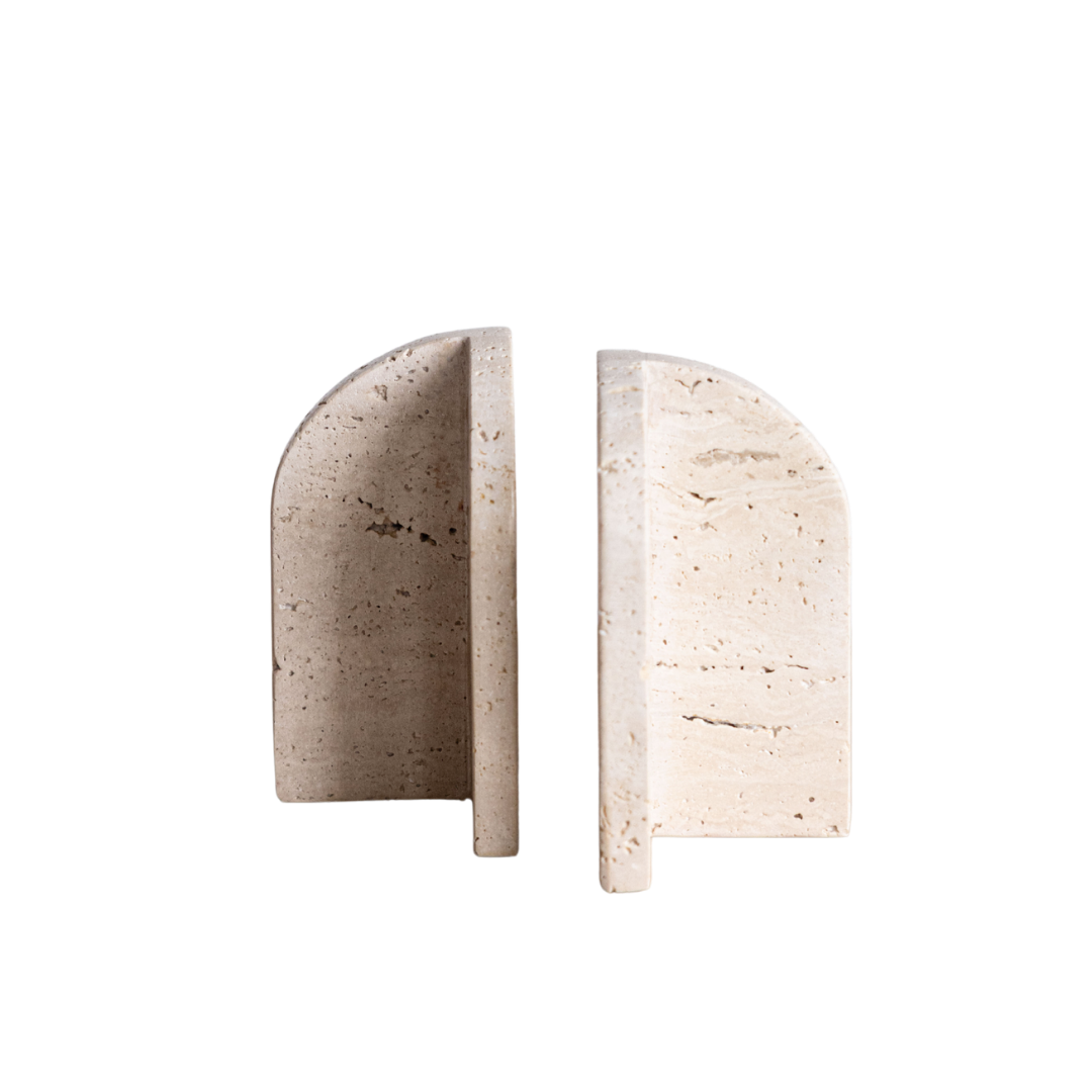 Beige Travertine Bookend Set By Luxe B Co. 