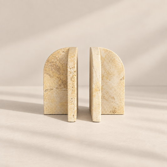 Beige Travertine Bookend Set By Luxe B Co. 