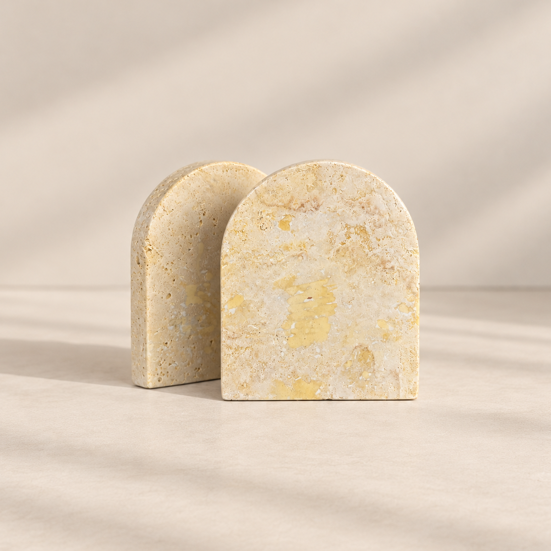 Beige Travertine Bookend Set By Luxe B Co. 