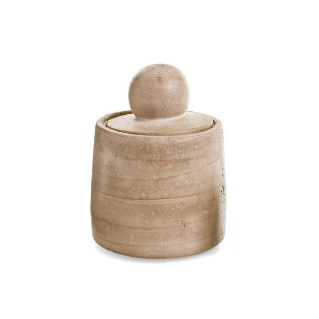 Beige Travertine Cement Canister | By Luxe B Co.