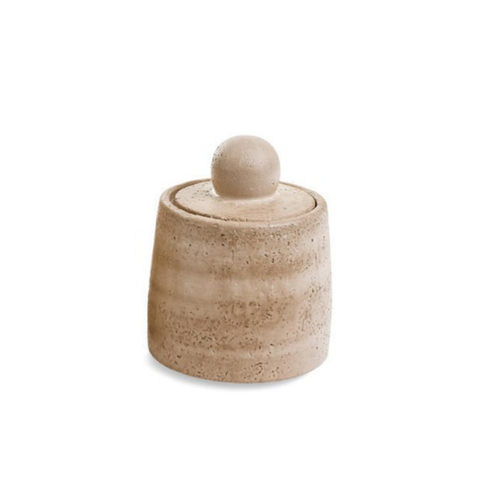 Beige Travertine Cement Canister | By Luxe B Co.