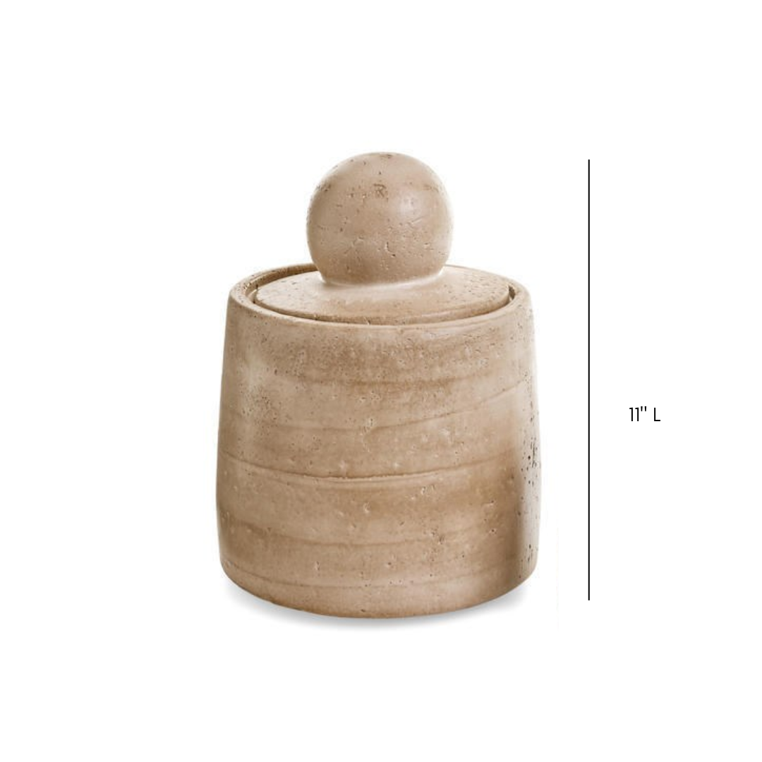 Beige Travertine Cement Canister | By Luxe B Co.