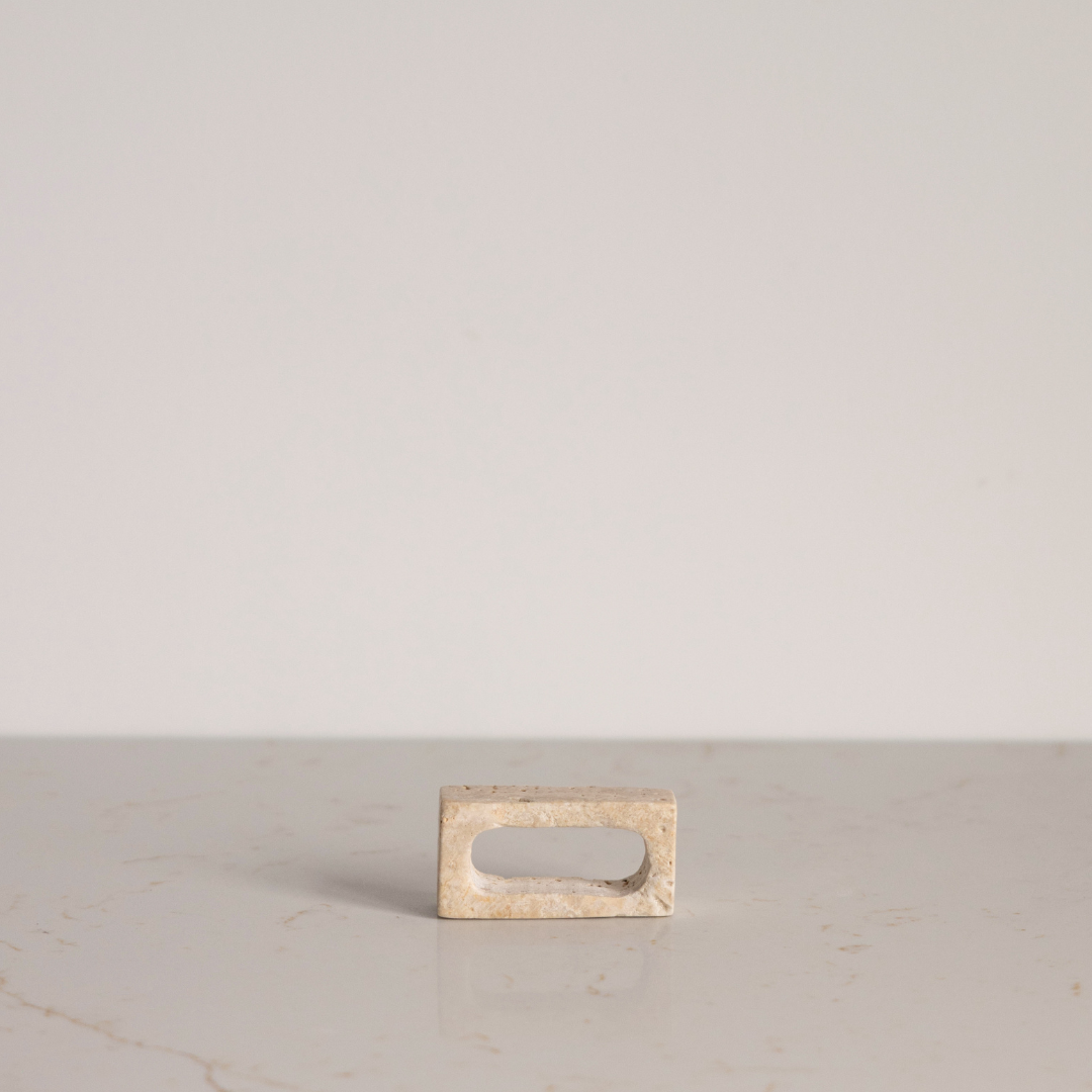 Beige Travertine Napkin Ring Set By Luxe B Co. 