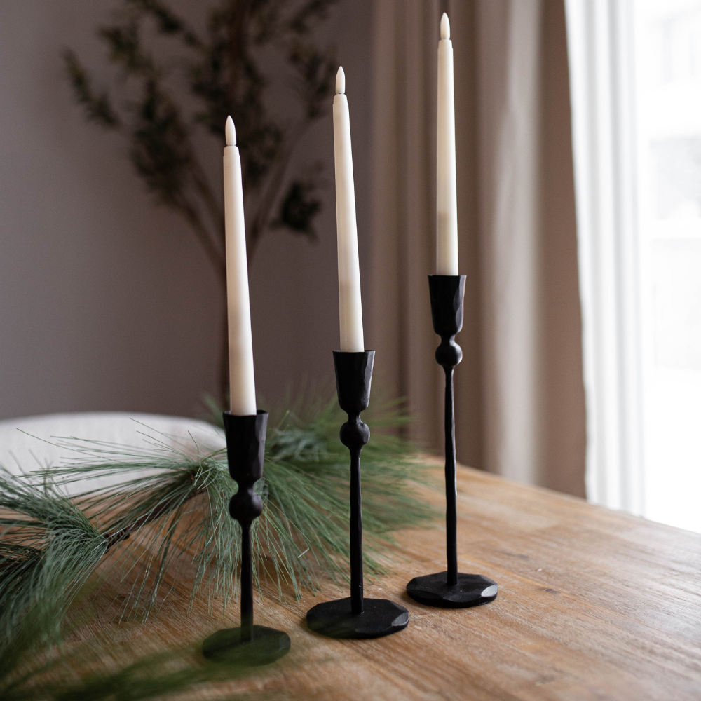 Black Iron Tapered Candle Sticks - Luxe B Co