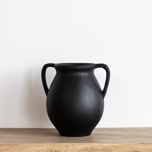 Black Ceramic 2 Handle Vase | By Luxe B Co.