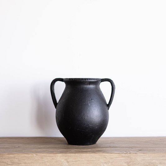 Black Ceramic 2 Handle Vase By Luxe B Co. 