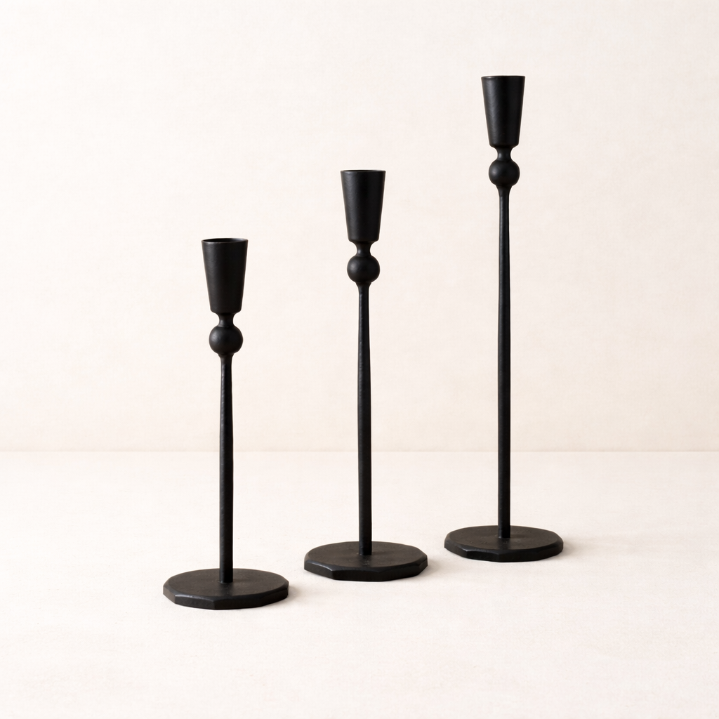 Black Iron Tapered Candle Sticks By Luxe B Co. 