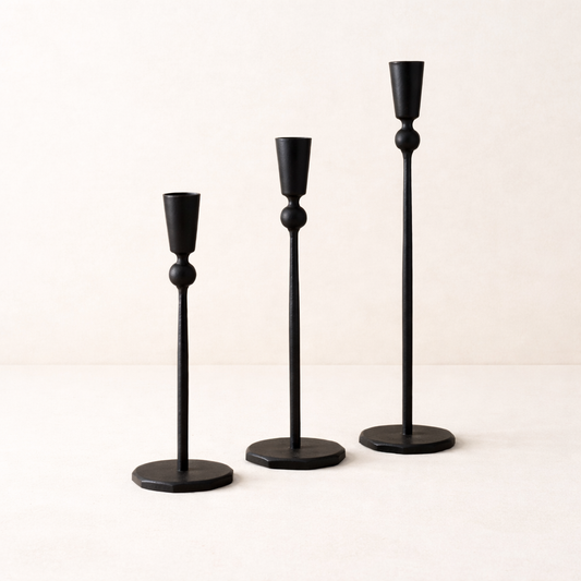 Black Iron Tapered Candle Sticks By Luxe B Co. 