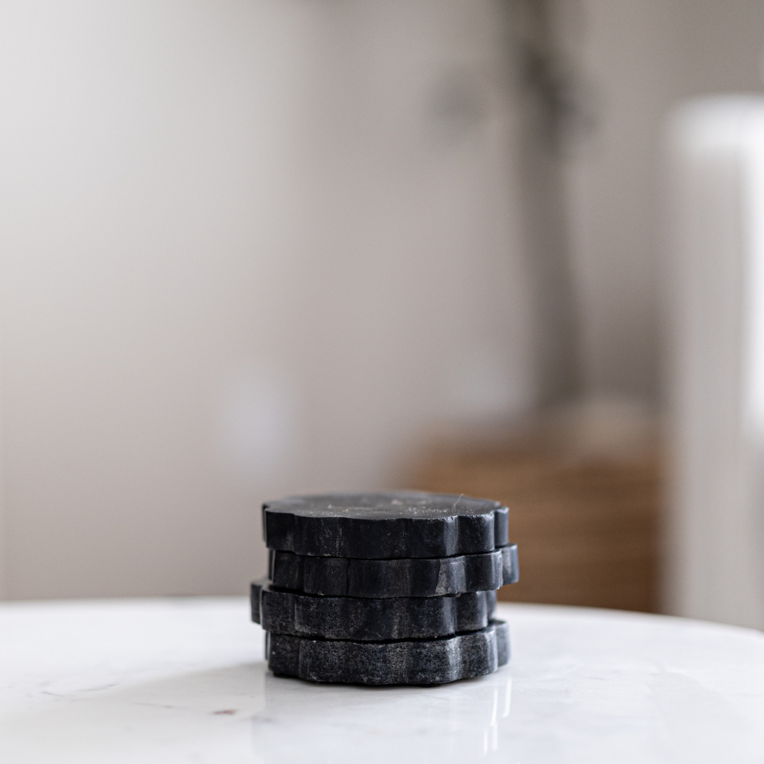 Black Marble Scalloped Coasters By Luxe B Co. 