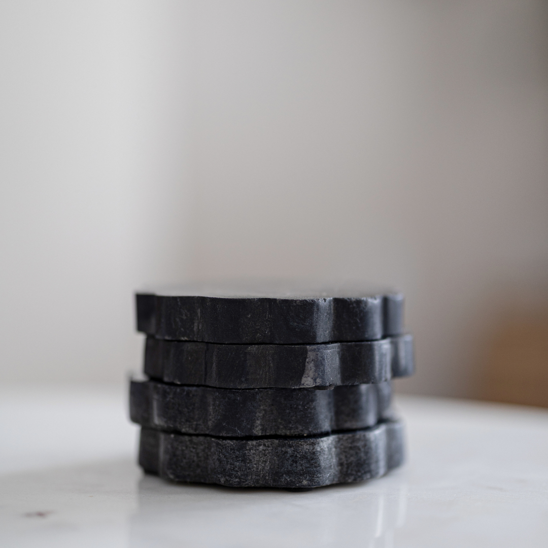 Black Marble Scalloped Coasters By Luxe B Co. 
