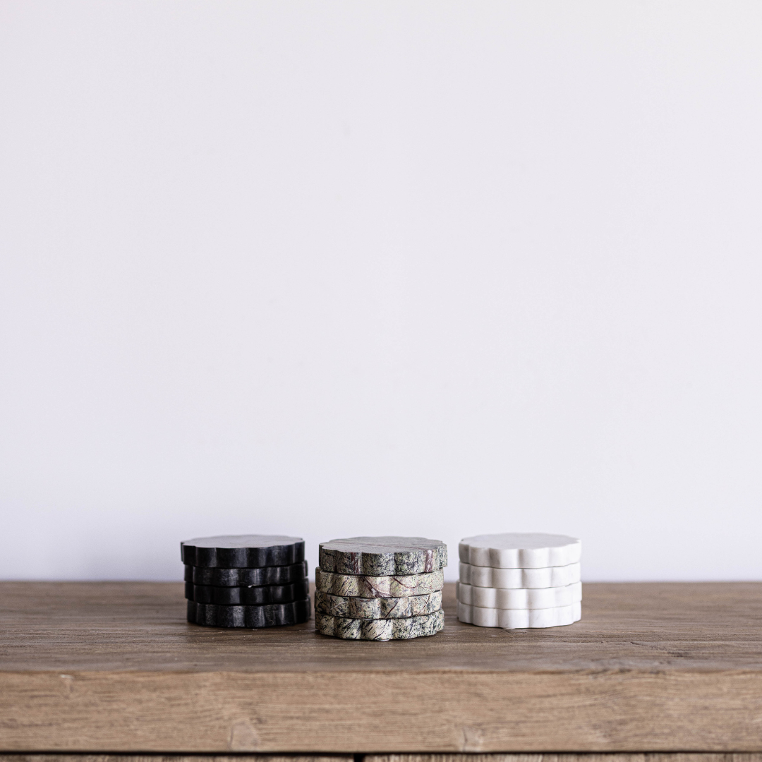 Black Marble Scalloped Coasters By Luxe B Co.